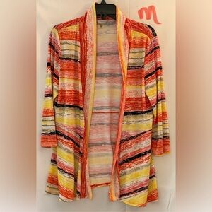 Allison Daley Vibrant Striped Cardigan - Red, Yellow, Black